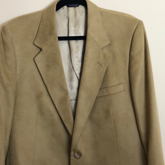 Lanvin Tan Feather Suede 2 Button Blazer Size 46R